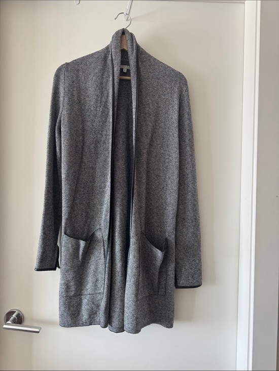 ALFRED SUNG Sweaters - Alfred Sung Black White Marled Open Front Knit Cardigan Size Small